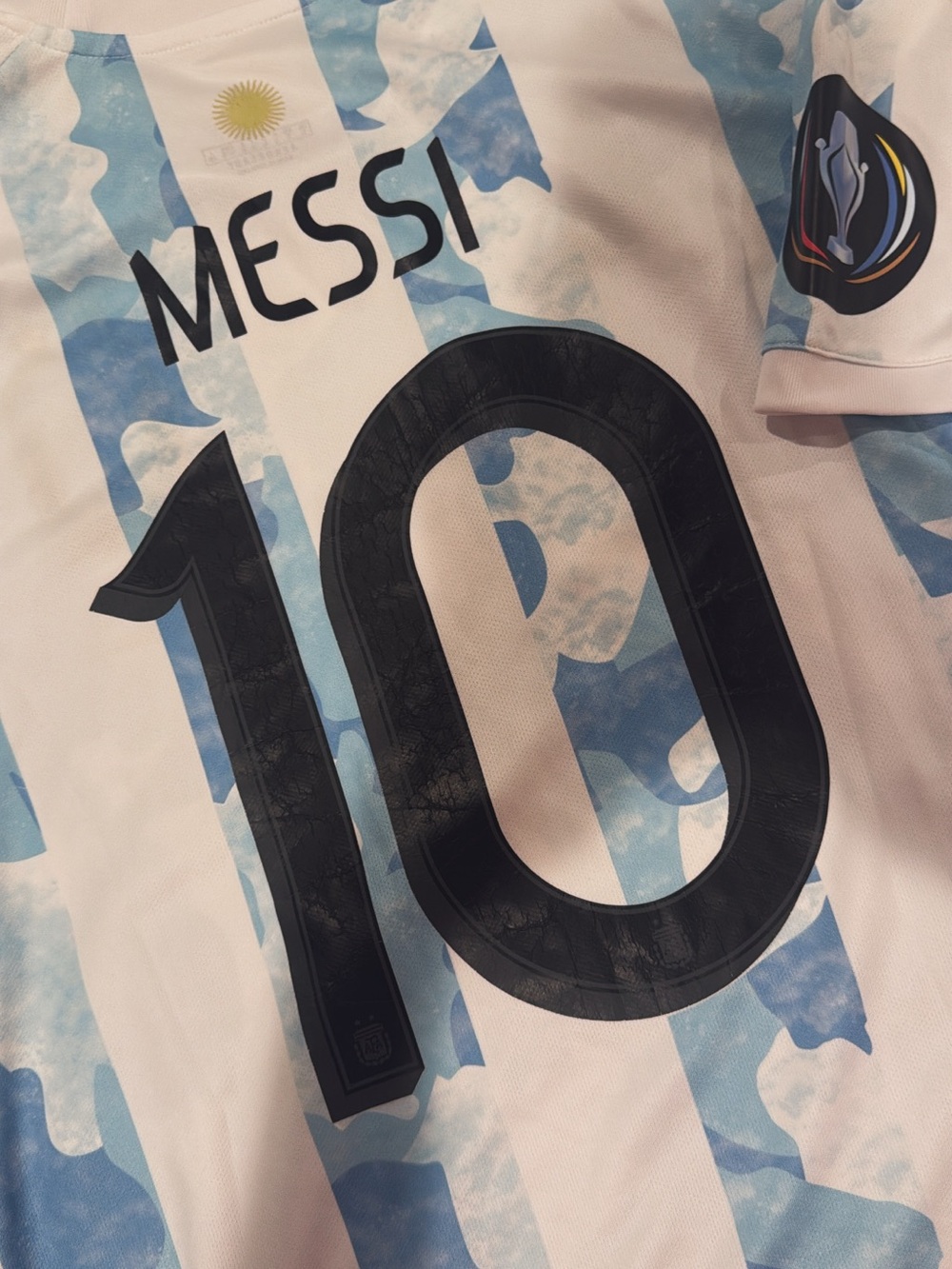 adidas Argentina #10 Soccer Jersey - White & Light Blue Camo Stripes